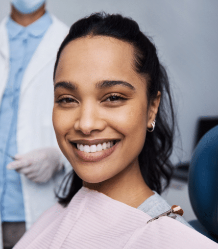 Happy Patient Smiling at Dental Office